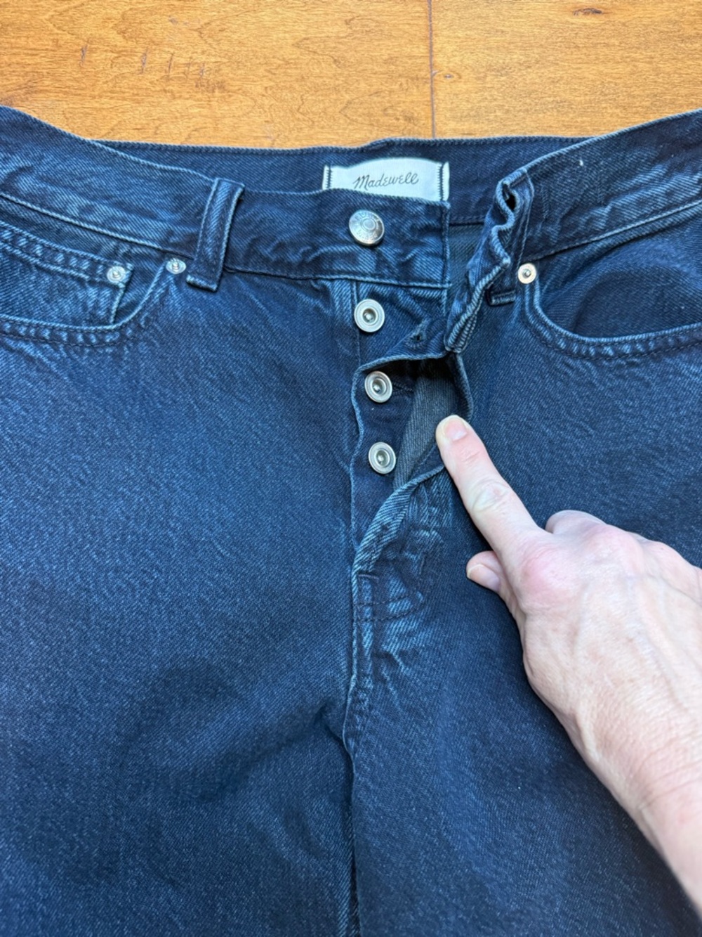 Madewell Low Rise Baggy Wide Leg Jeans Dark Indigo Button Fly 25 - Picture 9 of 11